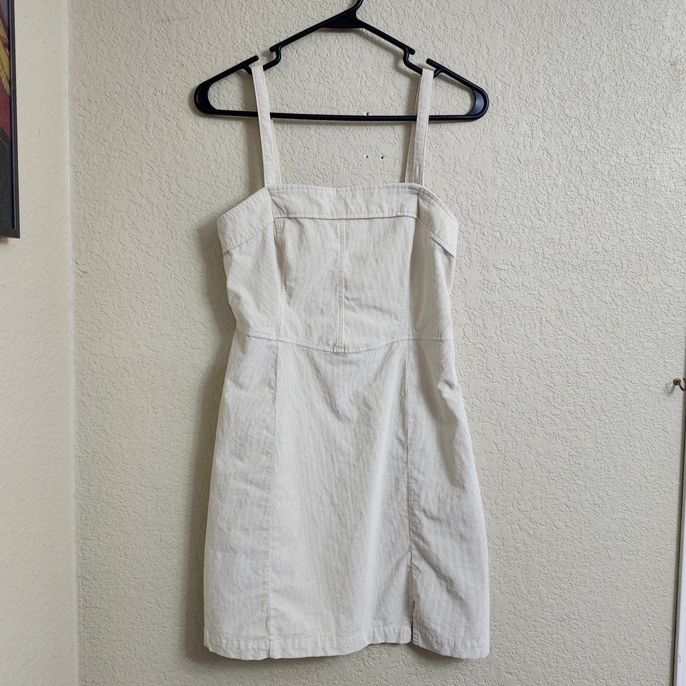Abercrombie & Fitch 90's Size M‎ Corduroy Square Neck Mini Dress Beige Cream - Picture 2 of 16